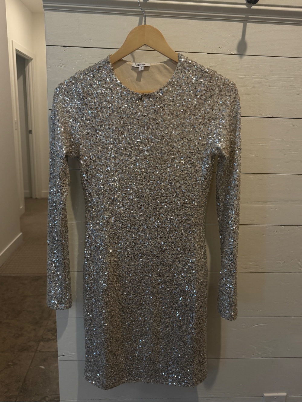 Reitmans Silver Sequin Long-Sleeve Dress